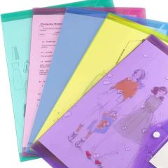 A4 Plastic Envelopes, Pocket File Folder with Label Pocket Snap Button Closure - Image 3