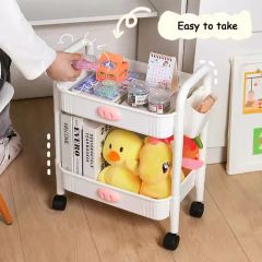 Household Book Storage Organizer Removable Trolley Kitchen Plastic Storage Racks - Image 3