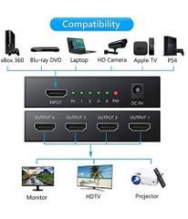 4 x 1 Port HDMI Splitter   Bit Depth 24-bit Body Material Full Metal Output Type Analog L/r Rca Input Type Coaxial Or - Image 2