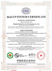 HACCP certificate from QINGDAO BAOTAI PURE FOOD TECHNOLOGY CO.,LTD