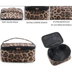 PS24c84 Leopard PU Make up Set Type Bag Color Pink Origin China Zipper Nylon Gender Female Body Polyester Fastener Zipper - Image 5