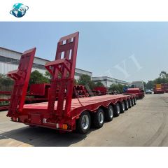 in Stock High Strength 9 Line 18 Axle Low Flatbed Truck Semi Trailer Flatbed and Lowbed Trailer - Shandong Luyi Vehicle Co., Ltd