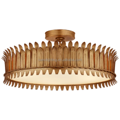 Large Round Hanging Lamp Low Ceilings Modern Glass Brass Chandelier Pendant Light - Image 1