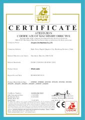 Wheel Loader CE certificate of Qingdao ZHS Machinery Co., LTD – certificate photo, supplier certificates section