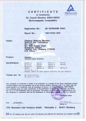 CE certificate of gasoline generator certificate of Taizhou Artex Machinery Co., Ltd. – certificate photo, supplier certificates section