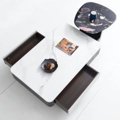 Eco-Friendly Marble-Top Coffee Tea Table with Storage for Miscellaneous Items - Image 2