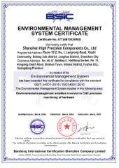 ENVIRONMENTAL MANAGEMENTSYSTEM CERTIFICATE certificate from Shenzhen High Precision Components Co., Ltd