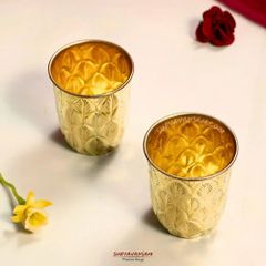 Handmade Pure Brass Glass Weight 80 Gm Capacity 200 Ml Design Versatile Material Pure Brass Durability Built To Last Color Natural Brass - Image 2