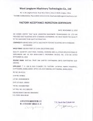 FACTORY ACCEPTANCE INSPECTION CERTIFICATE certificate from Wuxi Longterm Machinery Technologies Co., Ltd.