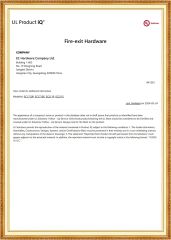 UL Listed R41361 - Fire-exit Hardware certificate from EC Hardware Co., Ltd.