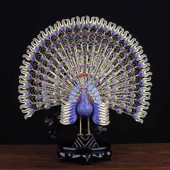 Ornament Peacock Opening Screen for Wedding Living Room Office Handicrafts Business Meetings Gifts Soft Decoration - SHAOXING SHANGYU JIANGJING COPPER CO., LTD.