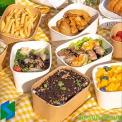 Brown Paper Square Bowl Disposable Lunch Box Rectangular Lunch Box Takeout Packed Light Picnic Tableware - Image 3