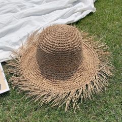 Handcrafted Large Brim Foldable Beach Sun Protection Straw Hat - Image 5