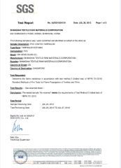 PVC coated tarpaulin fire retardant certificate certificate from Signapex Technology Co., Ltd.