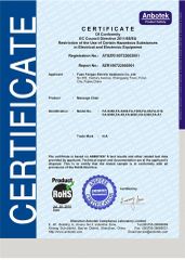 Rohs certificate from Fuan Huixin Technology Co., Ltd.