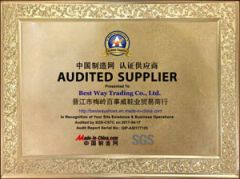 AUDITED SUPPLIER certificate of Quanzhou Bestway Import and Export Co., Ltd. – certificate photo, supplier certificates section