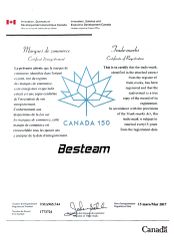 BESTEAM- Canada certificate from Xiamen Junmao Technology Co., LTD