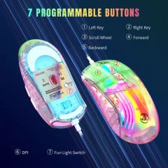 Computer Parts 7key Transparent Wired RGB Colorful Light Mice Programmable Gaming Mouse for Windows System - Image 5