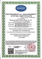 ISO 14001 certificate from Shandong Kaiyuan Paper Industry Co., Ltd.