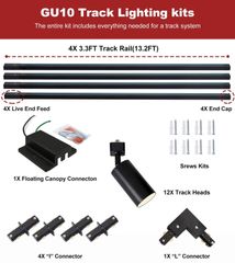 12-Light LED Track Lighting Kit with 13.2FT H Type Track Lighting Rails (Brand New) - Image 2