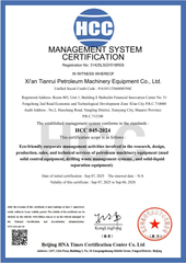 HC certificate from Xi'An TR Solids Control Ltd