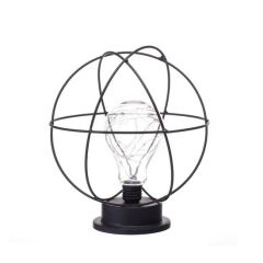 Metal Candleholder with LED String Lights and Bulb - Image 1