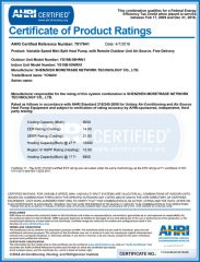 AHRI certificate from Shenzhen MoreTrade Network Technology Co., Ltd.