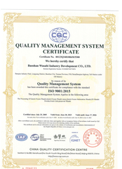 ISO 9001 certificate from Baoshan Wasabi Industry Development Co., Ltd.