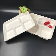 New trending disposable biodegradable tableware 4 compartment sugarcane bagasse meat tray for supermarket - Image 3