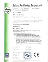 CE certificates for electronic marking machine certificate from HBS Tech Co., Ltd.