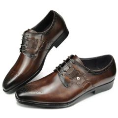 Leather Derby Shoes for Men Dress Wear Workplace Office Pigskin Lining Comfortable - Image 1