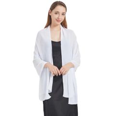 Exquisite Fine Custom Laides White Chiffon Shawl Wraps for Outfits - Image 1