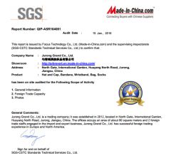 SGS audited report certificate from Jurong Grand Co., Ltd.