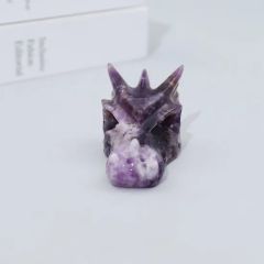 2.5 Inch Wholesale Natural Reiki Crystal Gemstone Hand Carved Folk Crafts Healing Crystal Stones Amethyst Dragon Skulls - Image 2