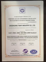 ISO9001:2008 Standard / GB/T 19001-2008 certificate from Zaozhuang Tianyi Industry Co., Ltd.