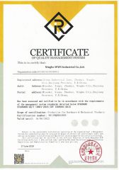 ISO 9001 certificate of Ningbo WWS Industrial Co., Ltd. – certificate photo, supplier certificates section