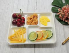 Hot Sale Rectangle 5-Compartment Plates Sugarcane Bagasse Food Tray - Image 5