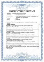 CHILDREN'S PRODUCT CERTIFICATE certificate from Safecare Electro Products Co., Ltd.