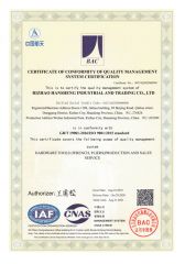 ISO 9001 certificate of Rizhao Hansheng Industrial & Trading Co., Ltd. – certificate photo, supplier certificates section