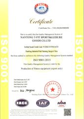 ISO9001 certificate from Nantong Tengtai Sporting Fitness Co., Ltd.