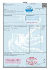 CO certificate from Henan Domax Machinery Co., Ltd.