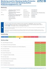 MONITORING RESULT certificate from Shandong Jiankun Protective Equipment Co., Ltd.