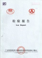 test report certificate from Foshan Holyhome Decoration Material Co., Ltd.