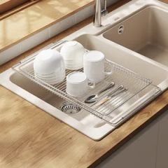 Expandable Dish Drainers Stainless Steel Drying Rack Space-Saving Kitchen Dish Drainers - Image 3