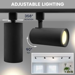 Luxrite 3" LED Track Light, 5CCT, 30W 2300LM 358° + 90° Tilt Dimmable Black 12PK - Image 3
