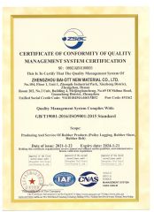 Quality management system certificate certificate from ZHENGZHOU BAI-OTT NEW MATERIAL CO., LTD.