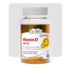 Canvita Vitamin D Halal & Vegan Gummy (400IU), Made in Canada, sugar free, 60/bottle - Image 1