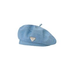 Four Season New Denim Beret Thin Style of Triangle Label Painter Hats for Women and Men - 5.0/5