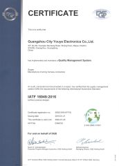 IATF16949:2016 certificate of Guangzhou City Youye Electronics Co., Ltd – certificate photo, supplier certificates section
