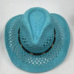 Allover Vent Paper Straw Cowgirl Fashion Wood Beads Trim Hat Origin China Style Striped Season Summer Pattern Plain Dyed - Shingrand Hats Manufacturer Co., Ltd.